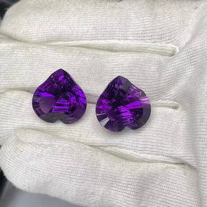 Par de amatistas naturales con corte en forma de corazón, color púrpura, para pendientes, calidad AAA, brillo superior, corte perfecto, pulido impecable a precio económico. - Product Image 6
