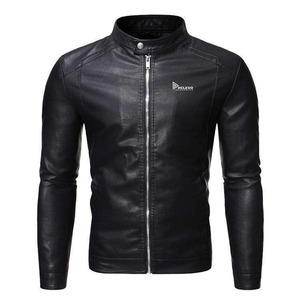 High Street Men's Gothic Biker <b>Jacket</b> <b>Punk</b> Leather Winter Eco-friendly Solid Zipper Silver Skull Cross Hardware Slim Fit Stand - Product Image 2