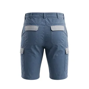 Men's Plus Size Cargo Shorts Mid Waist Button Fly Solid Color Canvas Fabric <b>Denim</b> <b>Material</b> Bermuda Length Casual Style Pockets - Product Image 2