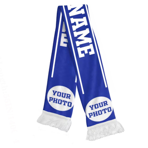 Écharpe d'hiver personnalisée en laine pour club de football, couleur bleue, légère et durable, pour supporters de football, unisexe - Product Image 1