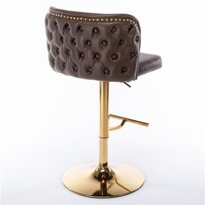 Modern PU Upholstered Bar Stools with Whole Back Tufted Adjustable Seat Height Swivel Furniture for Home Pub - Product Image 5