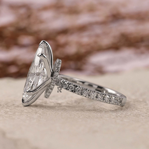 Anillo de Compromiso para Mujer con Diamante Cultivado en Laboratorio, Corte Marquesa, Halo Oculto, Oro de 10K, 14K, 18K, 1CT, 2CT, 3CT, 4CT, 5CT, Color D, VVS2, Certificado IGI - Product Image 5