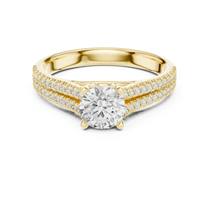 Anillo de Compromiso y Matrimonio de Lujo con Diamante Cultivado en Laboratorio, Corte Brillante, Oro de 14K Certificado, para Mujer - Product Image 6