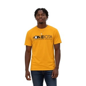 Camiseta dorada de manga corta con cuello redondo para hombre con diseño gráfico de letras Iota, camiseta informal de algodón para fraternidad, para el campus universitario - Product Image 1