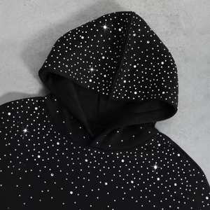 Sudadera con Capucha para Hombre 100% Algodón con Pedrería, Estampado Personalizado Oversize, Sudadera Pesada con Capucha, Diseño Liso - Product Image 4