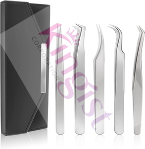 2026 New Style Fine Quality Stainless Steel Eyelash Tweezer Set Wholesale with Pointed Straight and Curved Tweezers - Product Image 2