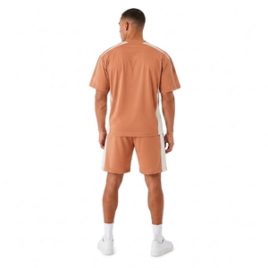เสื้อยืดคอกลมผ้าฝ้ายถักสีพีชสำหรับผู้ชาย ชุดลำลองใส่สบายสำหรับฤดูร้อน - Product Image 2