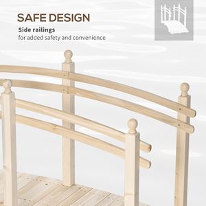 Ponte da Giardino Arcuato in Legno di Abete da 2,3 m con Ringhiere di Sicurezza per Paesaggistica e Pavimentazione Esterna - Product Image 5