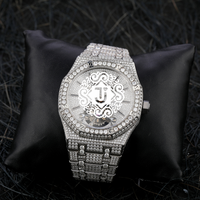 Montre Hip Hop de Luxe en Acier Inoxydable avec Moissanite, Mouvement Mécanique, Résistance à l'Eau 3 ATM, Montre Tendance Premium pour Style Urbain