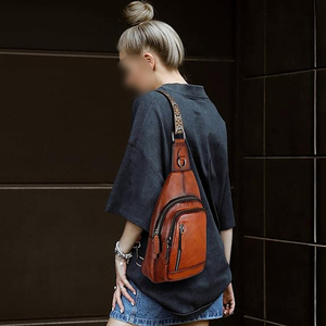 Leather Crossbody Bag Saddle Style Vegetable Tanned Full Grain Cowhide Flap Closure Brass Hardware - Product Image 2