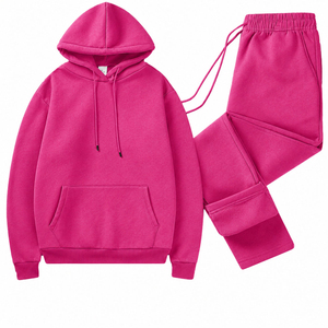 Ensemble de survêtement unisexe gris à capuche en coton, manches longues, couleur unie, pantalon de jogging décontracté et sweat à capuche avec cordon de serrage et poches, automne - Product Image 3