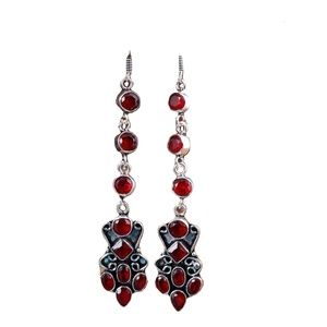 Red Brass Trendy Long Statement Antique <b>Silver</b> Plated Bold Drop <b>Earrings</b> for <b>Wedding</b> & Party Wear | Wholesale Bulk Supplier - Product Image 1