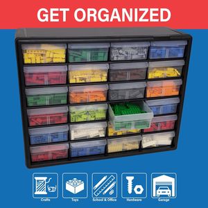 Armadio di Stoccaggio in Plastica a 24 Cassetti per Organizzazione Garage, Organizzatore di Perline, Contenitore per Mattoncini, Cassetta degli Attrezzi per Insegnanti MAK - Product Image 4