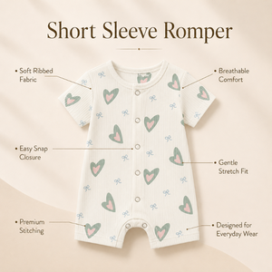 Romper de Manga Corta con Nervaduras de Bambú Personalizado para Bebé |   Mono blanco suave para bebé, con broches al frente, unisex, para todas las estaciones, de una pieza, para uso diario - Product Image 5