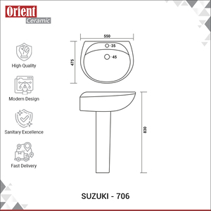 Exclusive Sale on Top Notch Quality Custom Design White Sanitary Ware Home Restaurant Usage Hand Wash <b>Basin</b> Pedestal for Sale - Product Image 3