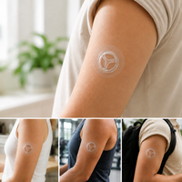 Patch adhésif léger en film PU pour capteur CGM avec coque de protection moulée par injection, patch de capteur de glucose découpé sur mesure