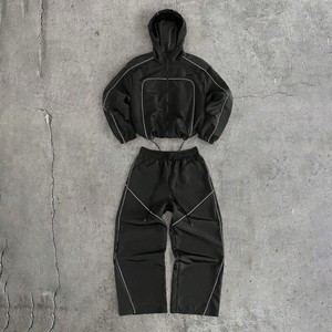 Ensemble de survêtement polaire à capuche pour hommes, personnalisable pour les détaillants de streetwear américains, marque privée, faible MOQ pour l'approvisionnement en gros - Product Image 2