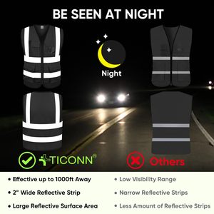 Hi Visibility Polyester Sleeveless Workwear Reflective Safety Vests for Men Women Mesh Fabric <b>Construction</b> Safety Apparel Neon - Product Image 4
