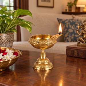 Traditional Decorative Metal Lotus Shape Urli Diya Made up of Brass for Floating Flowers Beautiful Diwali Decorative Bowl Diya - Product Image 3