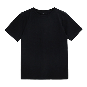 T-shirt en jersey de coton uni à col rond et manches courtes pour homme, coupe classique, style décontracté, ensemble noir et crème - Product Image 2