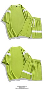 Conjunto Casual de Verano para Hombre, Chándal con Parches, Camiseta de Manga Corta con Cuello Redondo, Conjunto Holgado de 2 Piezas con Pantalones Cortos - Product Image 2