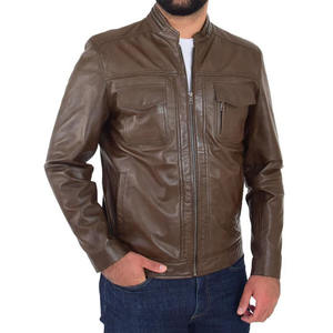 Chaqueta de Cuero de Oveja Marrón de Alta Calidad, Corte Ajustado, Transpirable, Ecológica, Resistente al Viento, Gruesa, para Hombre, Invierno 2026, Venta al Por Mayor - Product Image 2