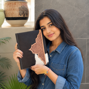 New Hair On Hide Cowhide Leather Business Planner Portfolio High Quality File <b>Folder</b> Document <b>Folder</b> Binder With <b>Card</b> Holder - Product Image 3