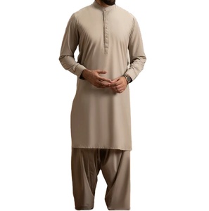 Ensemble 2 pièces Salwar Kameez traditionnel ethnique respirant pour homme, couleur unie, idéal pour les mariages en extérieur - Product Image 1