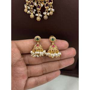 Indian Ethnic Divya Premium <b>Gold</b> Plated Bridal Chorski Necklace <b>Set</b> - Product Image 3