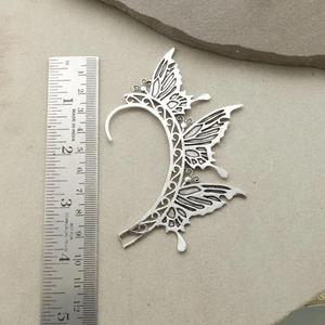 Manchette d'oreille papillon argentée, aile de fée elfe, sans perçage - Product Image 6