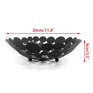 Luxury Handmade Fruit Bowl with Contemporary Scandinavian Designer StyleModern <b>Black</b> Metal Decorative Bowl With Irregular - Product Image 2