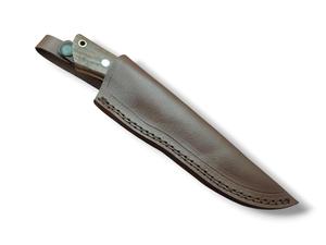Cuchillo EDC de hoja fija con pulido espejo, mango de palisandro, bolster de acero, espaciador negro, para camping, bushcraft y uso general, con funda de cuero - Product Image 4