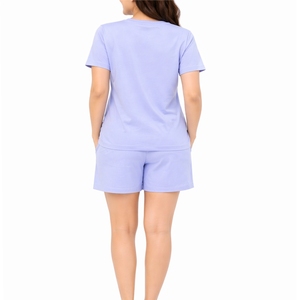 Ensemble t-shirt et short pour femmes, décontracté, deux pièces, été, confortable, doux, 100% coton, écologique, séchage rapide, respirant - Product Image 2