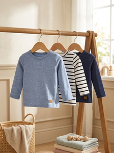T-shirts en tricot à manches longues et col rond pour filles, couleur unie, vêtements décontractés, lot de 4, bleu sarcelle, gris, marine, beige, hauts de sport pour tous les jours, Bangladesh - Product Image 2