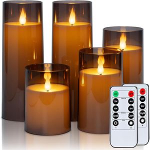 Acrylic Flickering LED Pillar Candle <b>Battery</b>-<b>Operated</b> with Remote Timer Flameless Candles for Halloween Decoration - Product Image 1