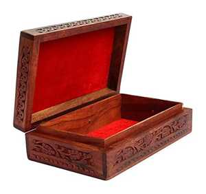 Handcrafted Wooden Elephant Inlay Storage Box Octagonal Jewelry Keepsake Box Brass <b>Handle</b> Latch Lock Portable Storage <b>Chest</b> - Product Image 2