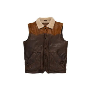 Men's Genuine Leather Motorcycle Vest Adjustable Side Strap Zipper Closure Windproof Outerwear for Winter Riding - Product Image 6