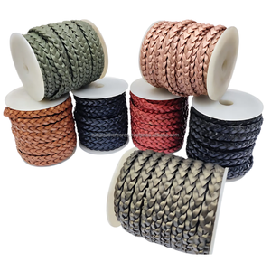 Vente en gros de cordons plats en cuir tressé 3 plis pour les mariages Bracelets Colliers Projets de fleurs romantiques - Product Image 6