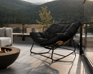Fauteuil de salon d'extérieur, canapé à bascule en osier, siège d'appoint rembourré, mobilier de balcon - Product Image 5
