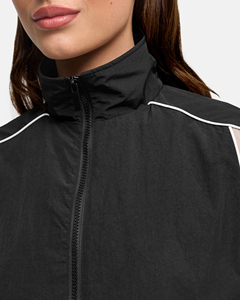 Women's Custom Logo Windbreaker Women’s Full <b>Zip</b> Tracksuit with Funnel Neck & Contrast Piping Little Crinkle Fabric - Product Image 5