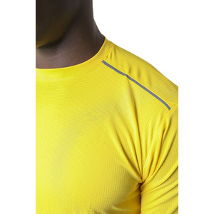T-shirt de sport pour homme, coupe ajustée, uni, avec logo sur le devant - Tissu tricoté écologique en spandex/polyester, respirant et à séchage rapide - Product Image 4
