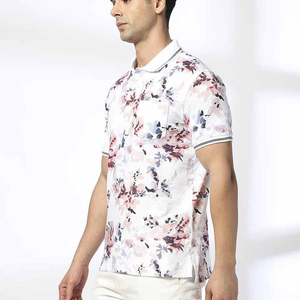 Polo à manches courtes pour homme, imprimé floral, tissu en coton Oxford, style décontracté, design respirant, longueur normale - Product Image 3