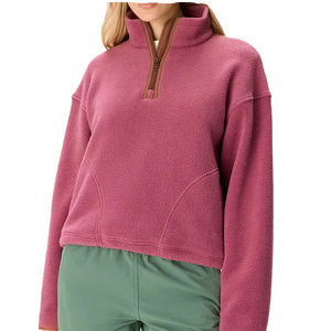 Veste d'hiver personnalisée pour femme en polyester polaire, col rabattable, coupe-vent, manteau de sport pour femme, vestes zippées en polaire - Product Image 1