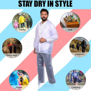 Travel Outdoor Breathable <b>Lightweight</b> Waterproof <b>Rain</b> Suit <b>Jacket</b> and Trousers Set for Tour Hiking Camping and Cycling - Product Image 4