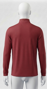 Haut tricoté rouge pour homme à col montant et fermeture éclair quart de tour, coupe droite, 100 % polyester, couleur unie, idéal pour l'automne, style formel - Product Image 2