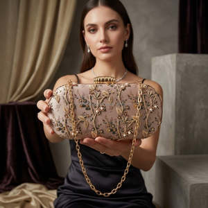Printed Embroidered Clutch Bag Women Designer Evening <b>Wedding</b> Party Purse - Product Image 3