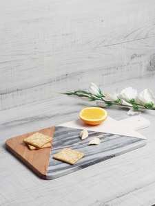 Planche à découper écologique pour fromages et charcuteries, planche à découper en bois rectangulaire, marbre et bois naturel, best-seller - Product Image 1