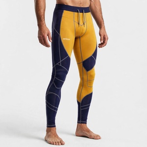Leggings de compression pleine longueur pour hommes, couleur personnalisée, motif géométrique, en Spandex et Nylon, taille à cordon, pour le sport et le fitness - Product Image 4