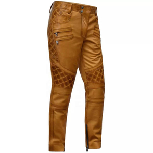Pantalones de Cuero Genuino Suave de Napa para Hombre, Pantalones de Cuero Genuino para Hombre y Mujer - Product Image 1