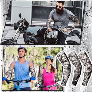 Manchon de tatouage temporaire pour hommes, manches de bras rafraîchissantes longues sans doigts, protection UV antidérapante, manches solaires respirantes - Product Image 6